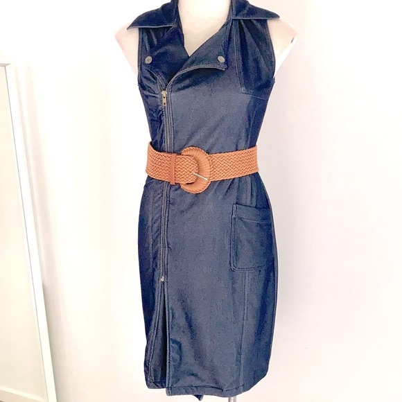 Denim-look stretch sleeveless shirt dress by MNG ( Mango) Size M - Picture 4 of 10